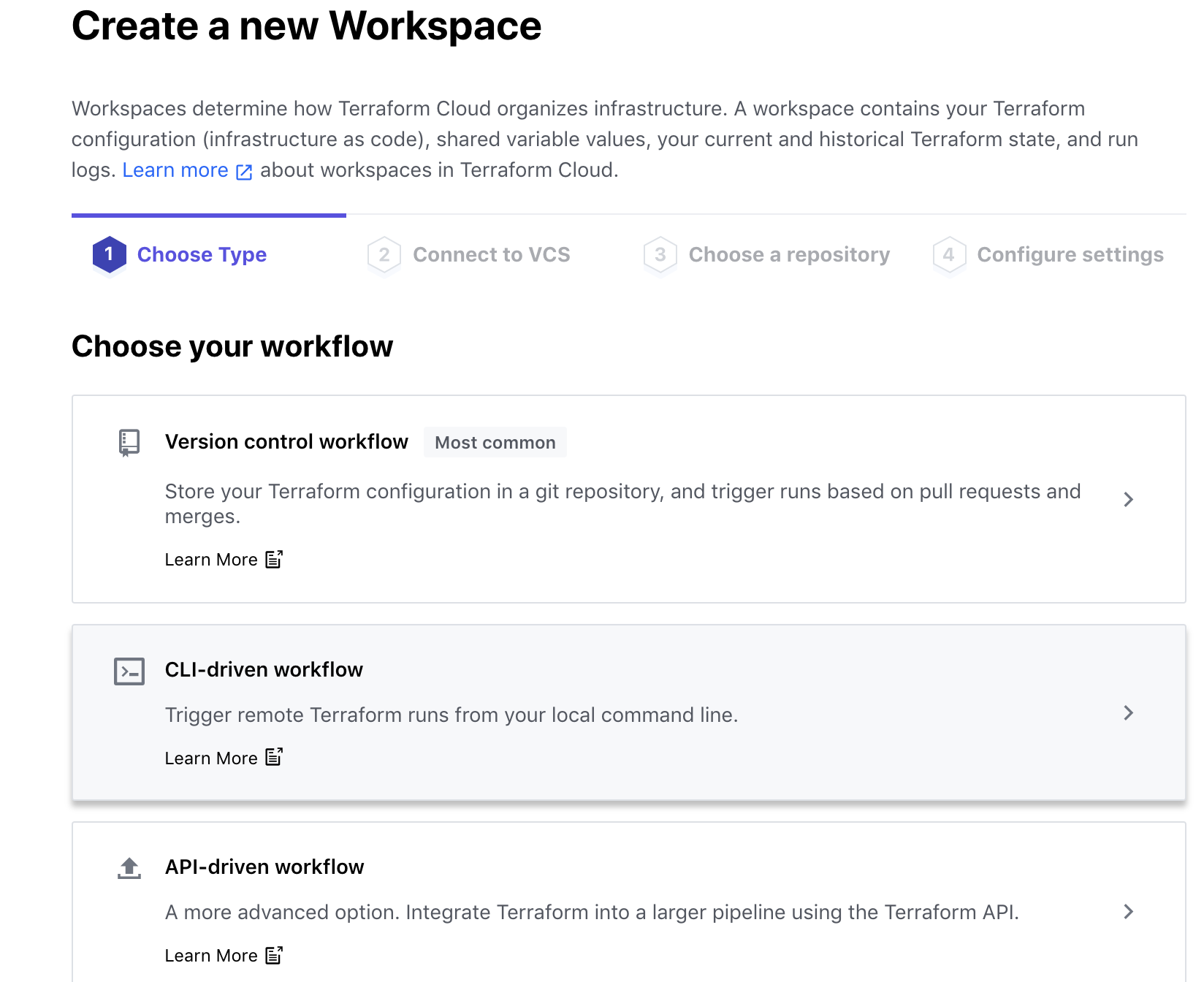 Workspace with CLI driven workflow