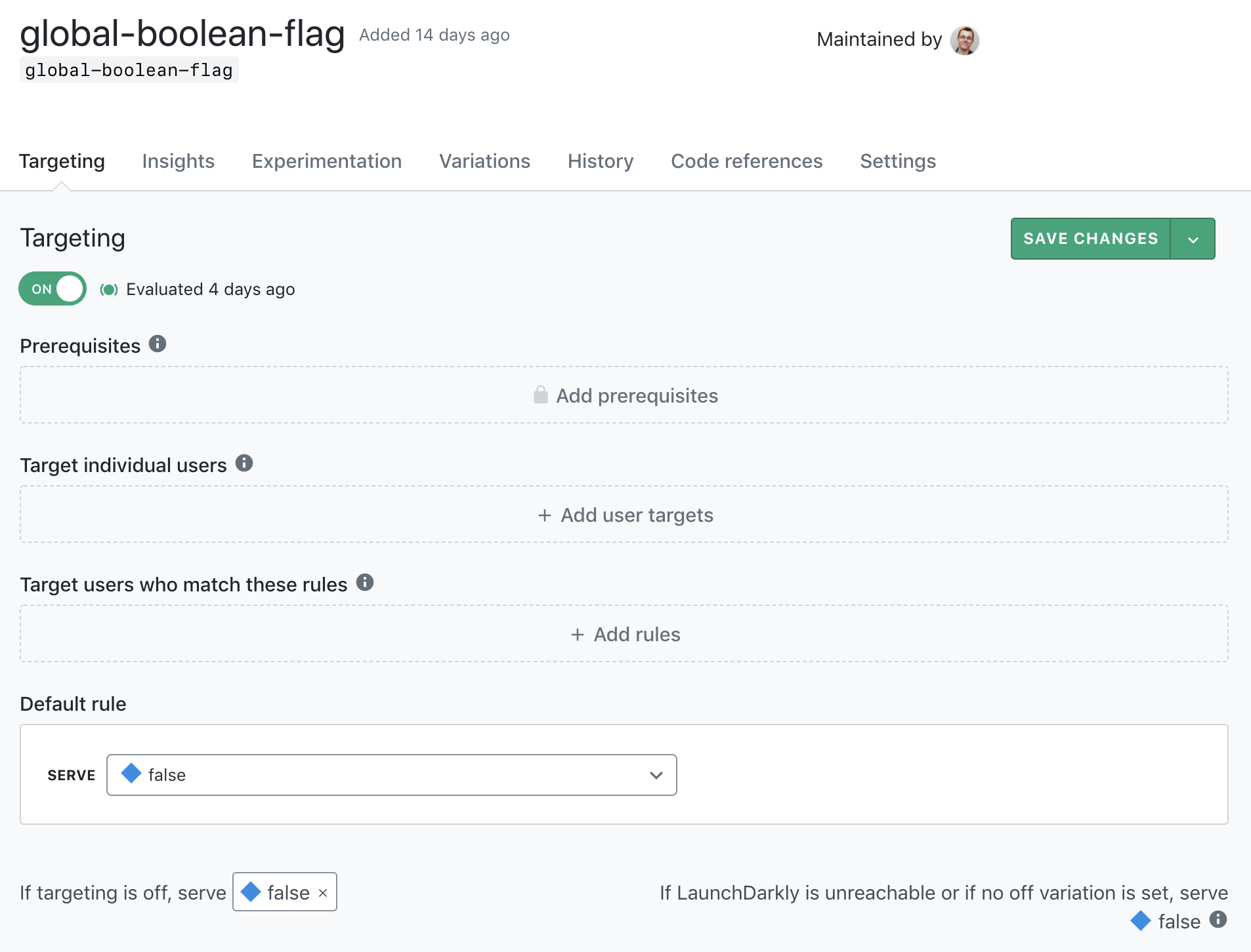 Global Boolean Flag in LaunchDarkly