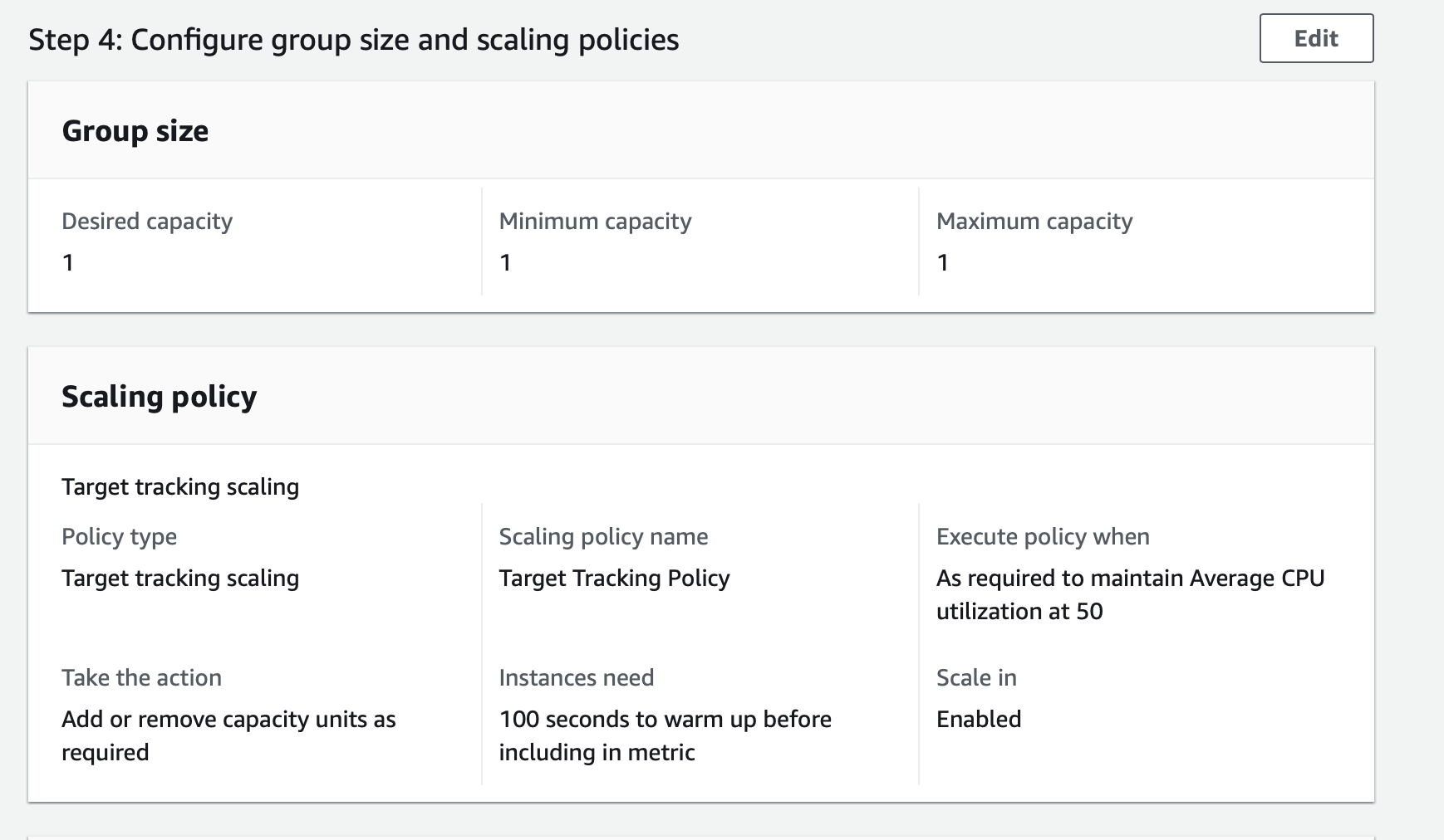Auto Scaling Group scaling policies