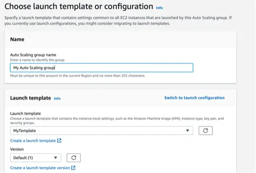 Creating Auto Scaling Group with launch Template