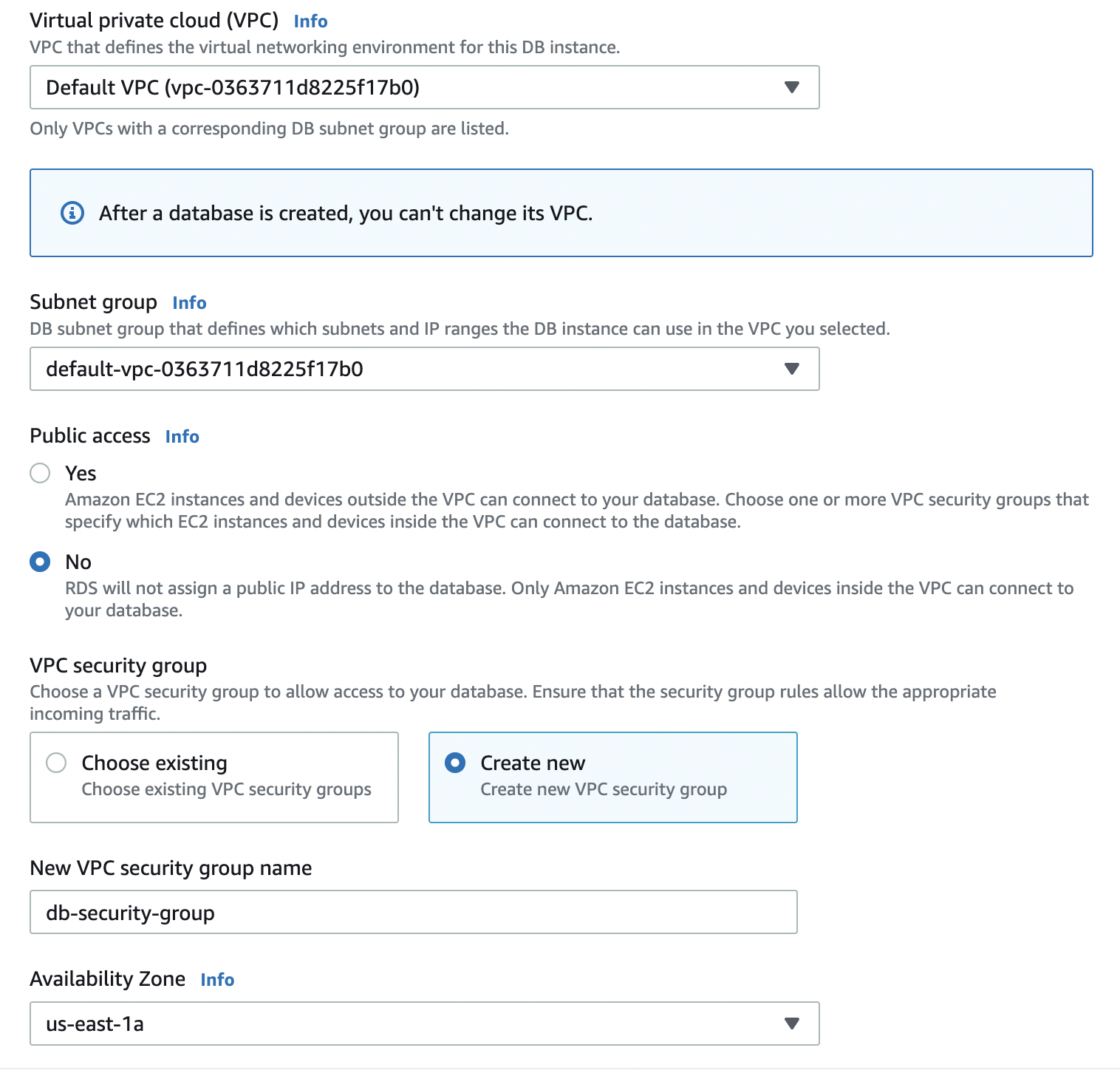 Create RDS Database