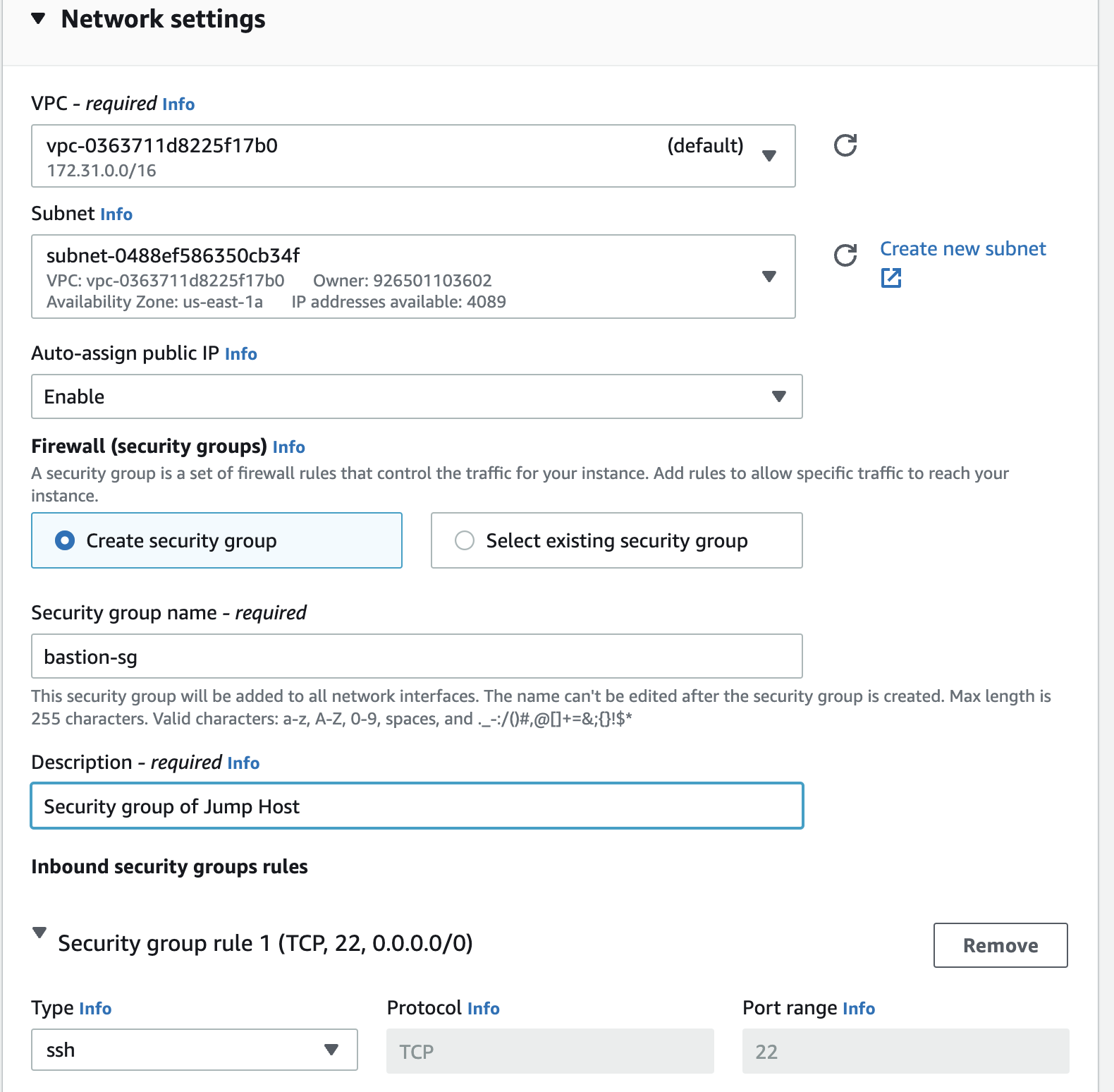 Create EC2 bastion