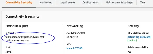 RDS DB Instance Endpoint