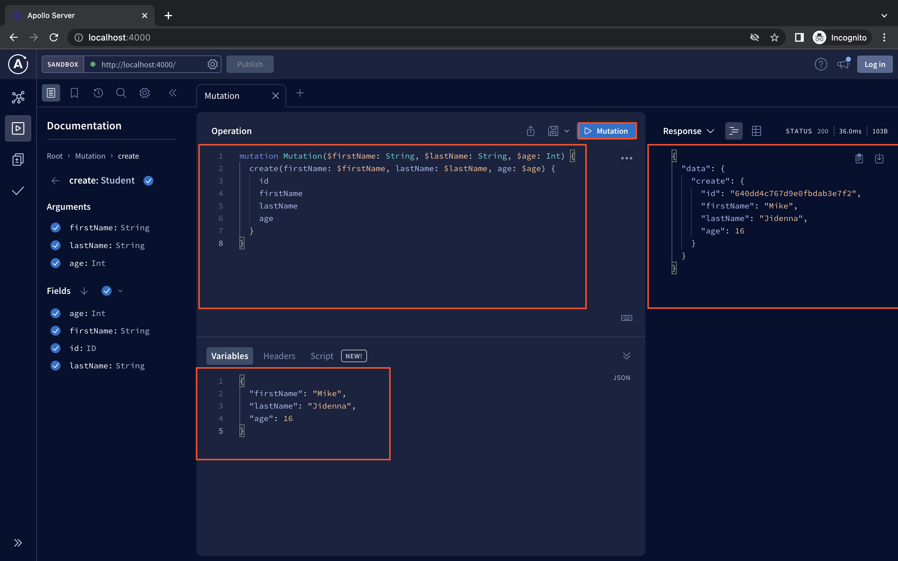Graphql Create New Student
