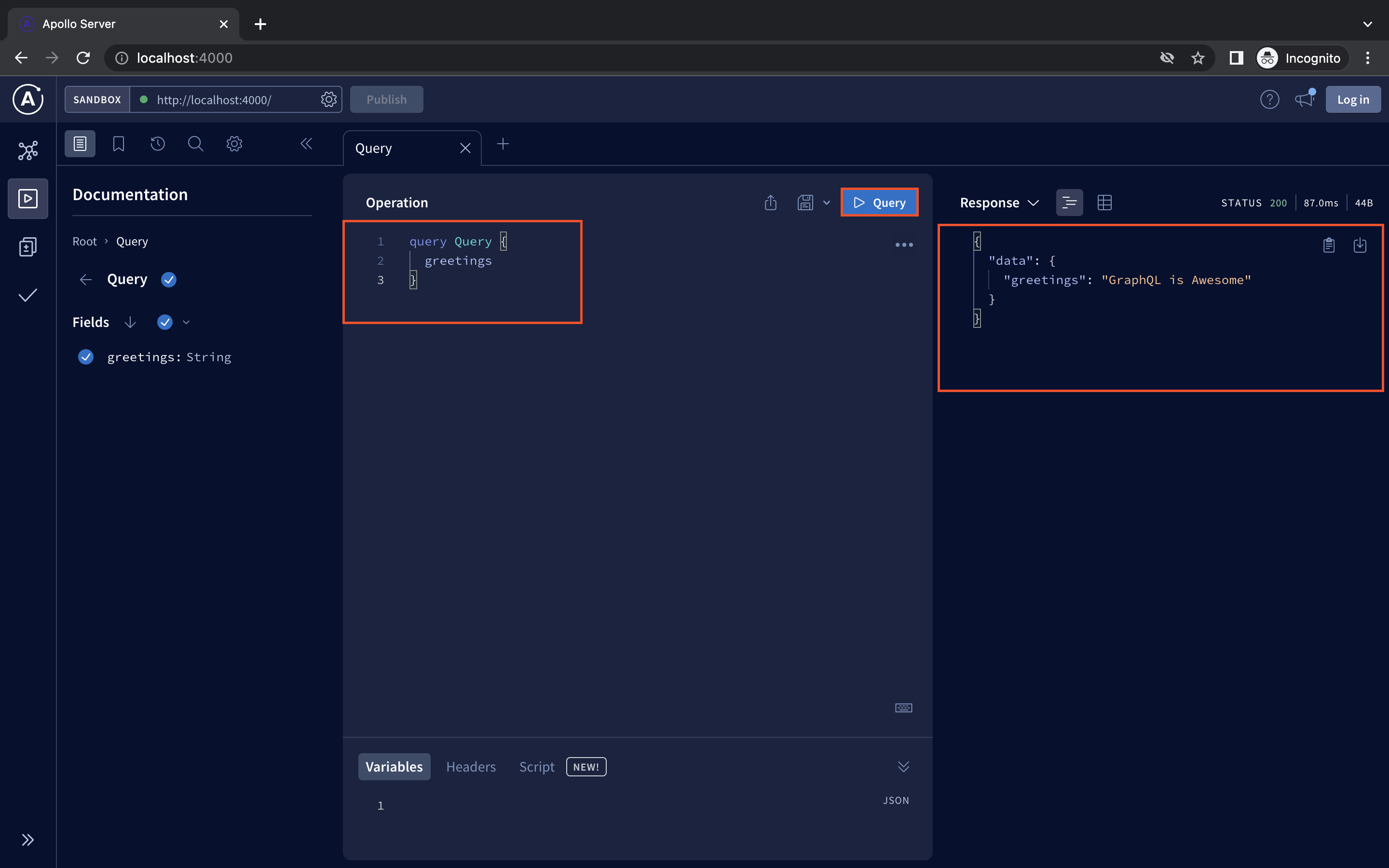 Graphql greetings query